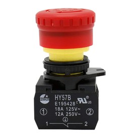 KEDU HY57B Emergency Stop Push Button Switch Strong Power Off Red Knob Switches Round Pushbutton Switch for Industrial Electrical Appliances Equipment 2NC 125V/250V/400V 18A/12A/8A