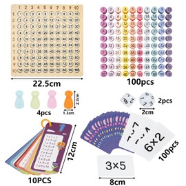 Montessori 1 x 1 Learning Game Multiplication Board Game, Wooden Calculation Board Multiplication Table Children Learning, Maths Toy for Early Childhood Education, Educational Toy for Primary School