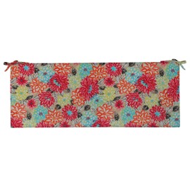 RSH DECOR Indoor Outdoor 3" Foam Bench Cushion with Ties, (60" x 18" x 3") Choose Color (Artistic Floral)