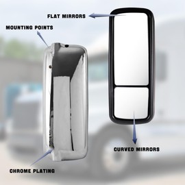 Left Chrome Heating Door Mirror Fit for 1996-2010 Freightliner Century Columbia