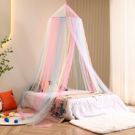 Kendwing Mosquito Net Bed, Bed Canopy Girls, Rainbow Fine Mesh Mosquito Net Bed, Hanging Canopy for Bed, Mosquito Net for Double Bed, Single Bed, Mosquito Net Bed, Travel Mosquito Protection, Fly Net