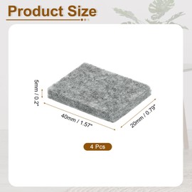 uxcell Felt Furniture Pads, 4Pcs 1.57" x 0.79" Adhesive Backed Felt Non-Slip Anti-Scratch Chair Leg Protectors for Protecting Hardwood Floor, Grey