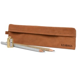 LEABAGS Leather Pencil Case - Genuine Leather Pencil Pouch Fort Vaux - Pen Case for Adults Men Women Work University