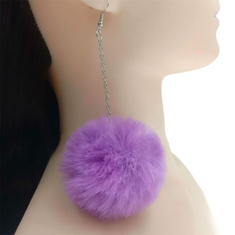 Pom Pom Dangle Earrings Statement Ball Drop Earrings for Women