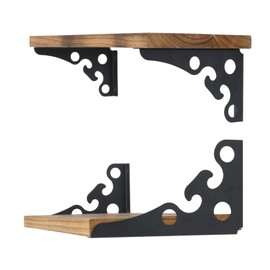 Ouvin Decorative Wall Brackets 4 Pack Floating Shelf Brackets 12inch Retro Black Multifunctional Corner Brace Shelf Support with Screws (200 mm/8 inch) Black