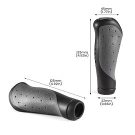 PRUNUS Ergonomic Bicycle Grips / Handlebar Grips MTB Made of Non-Slip Rubber, 22 mm Bicycle Handlebar Grips for MTB Mountain Bike, Road Bike, Trekking Bike, Scooter (125 mm + 125 mm)