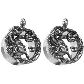 So Scene Stainless Steel Medusa double saddle Ear Plugs Gauges Sold in Pairs (25mm-1inch)