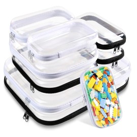 8 Pcs 14.2in Clear Hard Shell Zipper Case Set, 4S/2M/2L Organizers