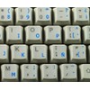 Spanish (Latin American) Keyboard Sticker with Blue Lettering Transparent Background