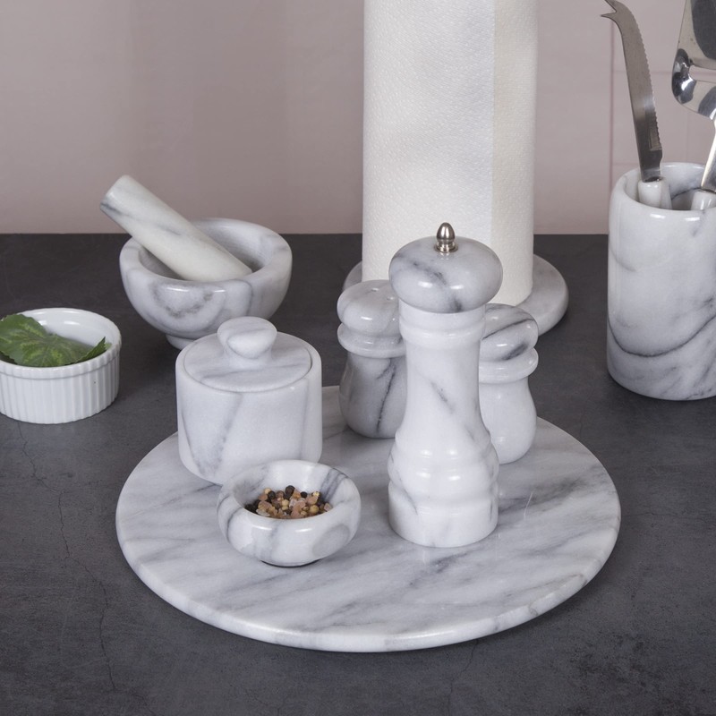 Creative Home Natural Marble Stone Pepper Spice Grinder, 2-3/8" Diam.