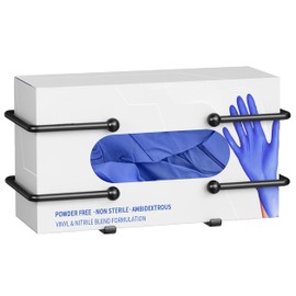 Glove Box Dispenser Wall Mount: Black Glove Holder Organizer for Disposable Glove Box & Tissue Box - Glove Organizer on Wall in Lab, Kitchen, Bathroom, Garage