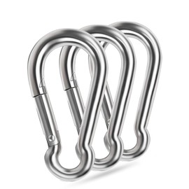 Large Spring Snap Hooks, 304 Stainless Steel Carabiner Clip Heavy Duty Rope Connector Link Buckle 1/2 3/8 Clip for Gym Equipment Hammock Swing (4inch(M10)-3Pcs)