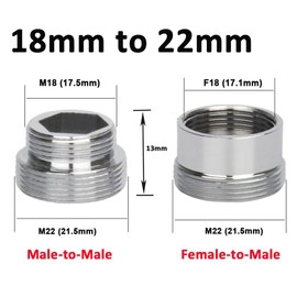Faucet Water Aerator Adapter Brass Faucet Water Filter Connector 18mm to 22mm NPT Thread Adapter (Female to Male)