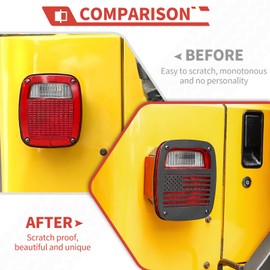 amayum for Jeep Tail Light Covers TailLight Guards Bezel Rear Taillight Protection Frame Fit for Jeep Wrangler TJ YJ 1997-2006 Tail Lamp Protector Shell Exterior Accessories