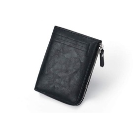 DUOBAGMA Men's Wallet Zipper, PU Leather Wallet for Men's ID Window and Coin Pocket - Wallet with RFID Blocking Coin Pocket with Zip, black, Casual