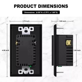 Smart-us 2pack 4.8A USB C Outlet with Power Delivery Duplex Receptacle in Wall, 15Amp