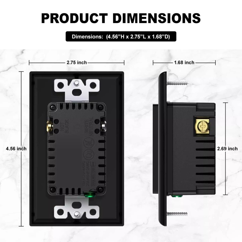 Smart-us 2pack 4.8A USB C Outlet with Power Delivery Duplex
