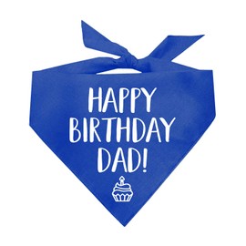 Happy Birthday Dad! Dog Bandana | 100% Cotton Adjustable Triangle | Made in USA | Birthday Party Supplies | Outfit Prop Photoshoot |Royal, One Size (171)