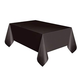 Large Plastic Rectangle Table Cover Cloth Wipe Clean Party Tablecloth Covers (Black)