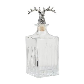 Mud Pie Metal Deer Glass Decanter, Small, 11" x 5"