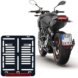 1 x German License Plate Holder for Number Plate Format 180 x 200 mm 18 x 20 cm (for Motorcycle Scooters) Material Plastic Black (unpainted) with Rear Reflector with Approval