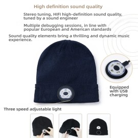 Unbranded Upgraded Maneuverable LED Bluetooth Music Glowing Knitted Hat + Anti-slip Gloves