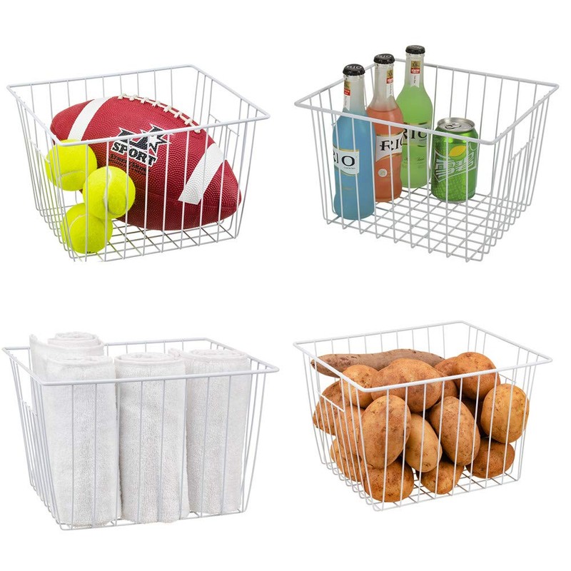 Y.Z.Bros Freezer Organizer Bin, Kitchen Metal Wire Storage Basket, Pantry