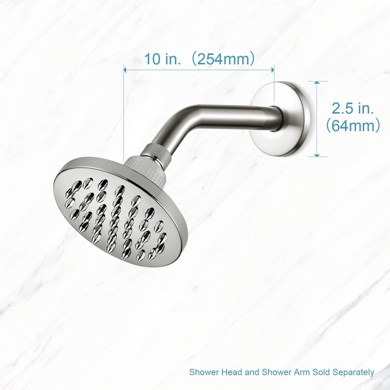 OFFO Shower Arm with Flange, 10 in Brushed Nickel Wall