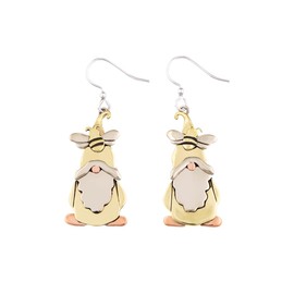 Springtime Gnome Handcrafted Earrings Fair Trade and Artisan Made Butterflies Bees and Hearts Theme For Ladies (Bees)