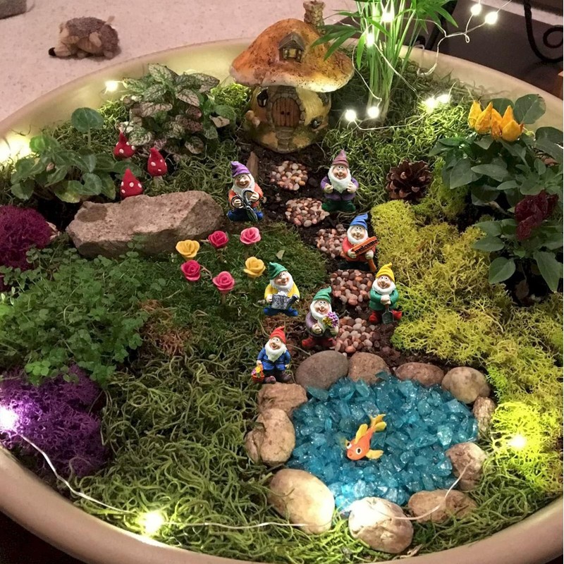 Fairy Garden Accessories, 7PCS Gnome Figurines-Mini Gnomes kit/Seven Dwarfs Statue