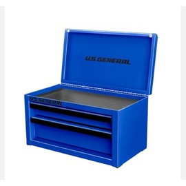 U.S. GENERAL U.S. GENERAL MINI STEEL TOOLBOX, 2 Drawers with magnetic locking mechanism and Top Storage, PVC Liners, Black Trim. (1, BLUE)
