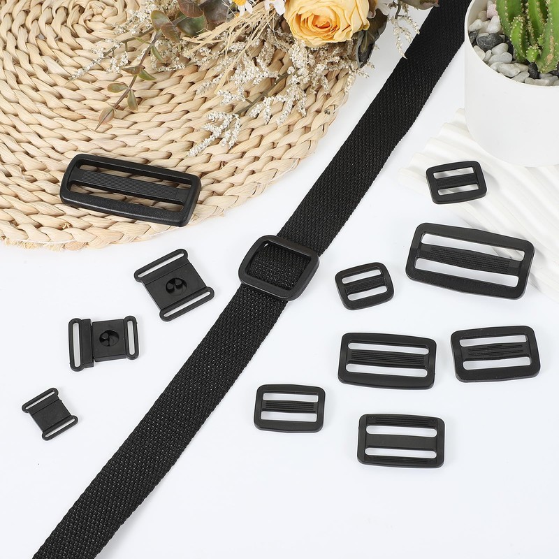 PATIKIL Plastic Slide Buckle 1 Inch(25mm), 20 Pack Rectangle Tri-Glide