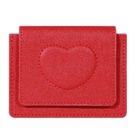 Coin Purse, Coin Purse, Small, Compact, Mini Wallet, Women's, Thin, Lightweight, Small Wallet, Prevents Skimming, Coin Case, Card Slot, Small Items, Commuting to Work or School, Unisex, red