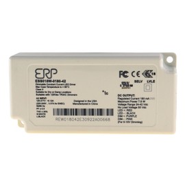ERP Power ESS010W-0180-42 CC LED Power Supply 120-277 Vac, 87% Eff, IP64 ESS Plastic Case, Forward/Reverse-Phase & 0-10V dimming, 1-100% dim Range, 7.6 W max, 180 mA Iout, 24-42 V Vout