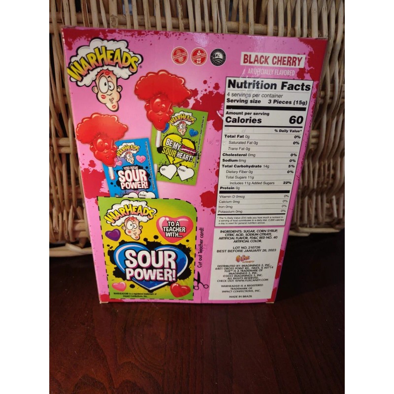 Unbranded Warheads Valentine's Lollipops & Card Kit Black Cherry