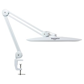 bemelux LED Nail Desk Lamp with Clamp, 117PCS LEDs, 2200 Lumens 20 Inch Metal Swivel Arm Dimming Task Lamp for Reading,Desktop Office,Workbench,Architect,Sewing,Study,Home Craft and Nail(White)