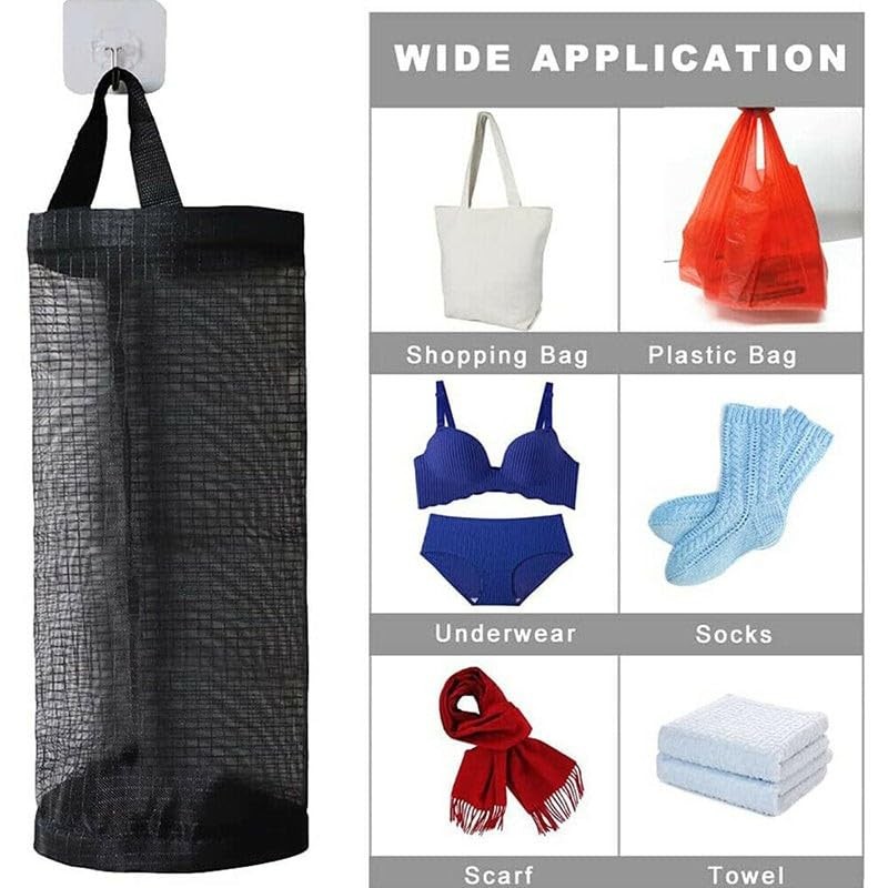 AIMALL Hanging Holder Tash Mesh Storage Organizer Garbage Bags Plastic
