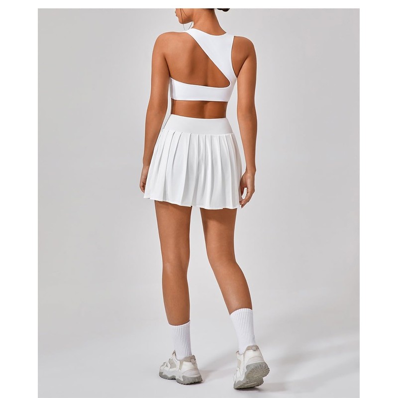 Belriviere Damen-Tennisrock mit hoher Taille, plissiert, mit Innentaschen, athletischer Golf-Skort,