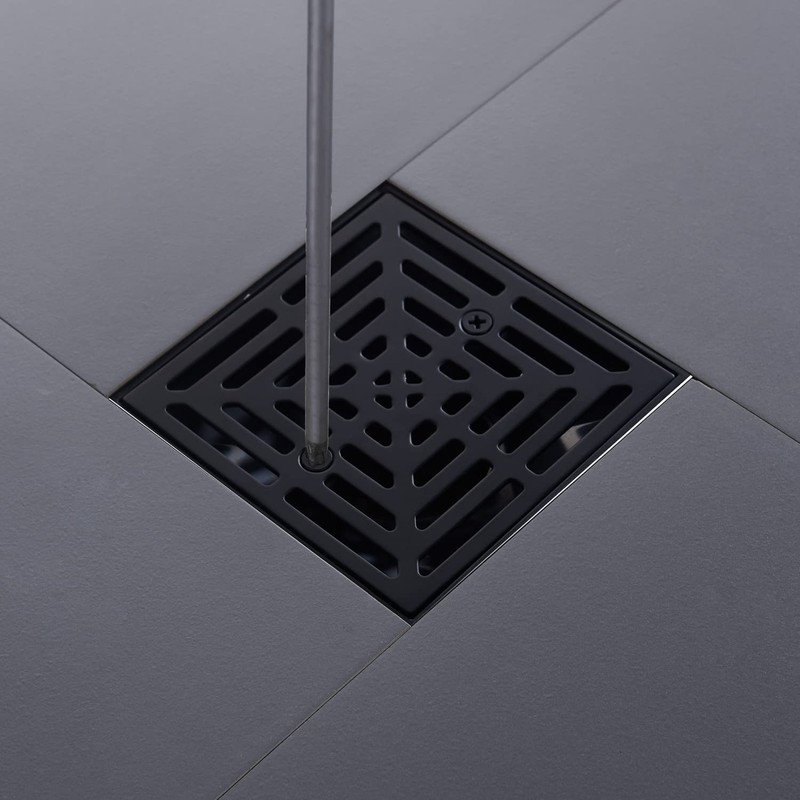 DEOKXZ 4-1/4 Inch Black Shower Drain Square, Base with Adjustable