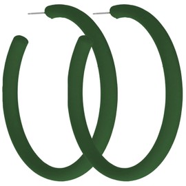 Charm Buddy Large 65mm Acrylic C Hoop Stud Earrings 80's Retro Earrings for Women Chic Disco Fancy Dress 70s 80s Party Accessories (l. Forest Green)