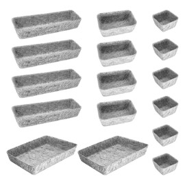 Cbilzxer Felt Drawer Organiser, Set of 16, Washable Felt Organiser for Dressing Table for DIY Drawers (Set of 16, Light Grey)