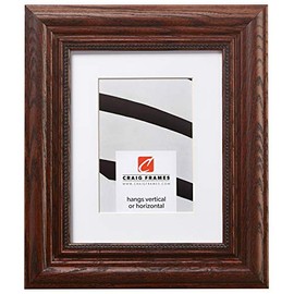 Craig Frames Colonial Ornate, 20 x 24 Inch Walnut Brown Picture Frame Matted to Display a 16 x 20 Inch Photo
