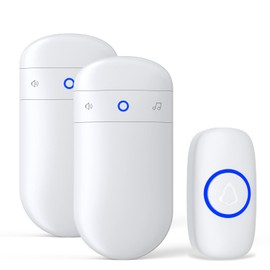 Wireless Doorbell, SECRUI Door bell Over 1000ft Coverage with 2 Plug-In Receivers, Waterproof Push button, 52 Chimes, 110dB loud Sound and Colorful LED Flash