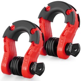 VEVOR 3/4" D Ring Shackle, Red Shackles for Truck with 7/8” Screw Pin 66139 lbs (30 Ton) Break Strength Black Isolator Washers Kit, Winch Towing Shackle for Truck Jeep Heavy Duty Off Road Recovery