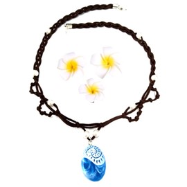 Marosoniy Girls' Swimwear One-Piece Swimsuit Digital Print Moana Adventure Bikini with Necklace and Flower (One Size, Only Flower & Necklace)