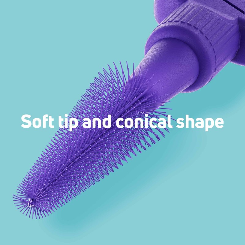 TePe EasyFit, Conical Interdental Brush, Purple, M/L, 6pcs, Plaque Removal,