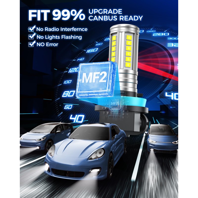 Marsauto H11/H8 LED Fog Light Bulb, 12,000 LM 600% Brightness