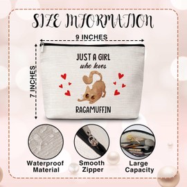 Cat Lover Gift Makeup Bags, Just A Girl Who Loves Cats Cosmetic Bag, Ragamuffin Makeup Pouch Gifts for Cat Lovers Pet Owners, Birthday Christmas Gifts for Girls Women Friends -74