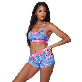 PSD - Pantalones cortos para mujer, con estampado recreativo, ropa interior para mujer, ropa interior de cobertura completa, cómodas bragas elásticas para mujer, Groovy Shroom, Large