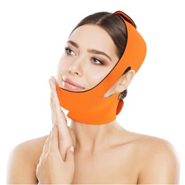 Face Slimming Belt, Face Slimming Belt, Facelifting Slimming Belt, Bandage Belt, Mask, Face Lifting, Double Chin Skin Belt for Women, Ideal Gift (Orange)